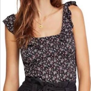 Free People Black Satin Smocked Tank Top! Size XS!
